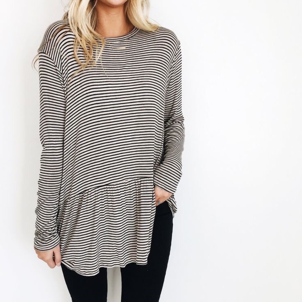 WANTED Stripe loose peplum tunic top